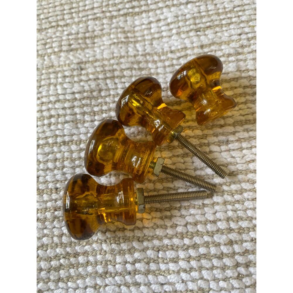 vintage Verrina Sweden amber glass knobs likely dating from the 1960s or 1970s